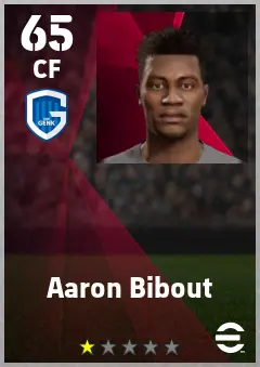 Aaron Bibout eFootball 2026 player card — 65 OVR CF