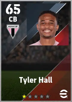 Tyler Hall eFootball 2026 player card — 65 OVR CB
