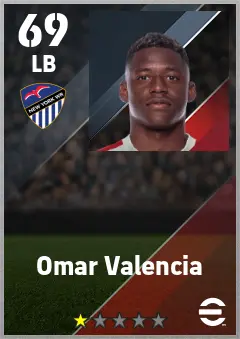 Omar Valencia eFootball 2026 player card — 69 OVR LB