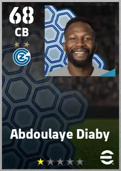 Abdoulaye Diaby eFootball 2026 player card — 68 OVR CB