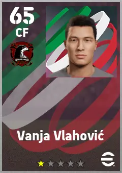Vanja Vlahovic eFootball 2026 player card — 65 OVR CF