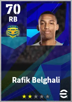 Rafik Belghali eFootball 2026 player card — 70 OVR RB