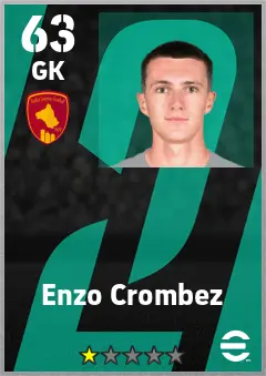 Enzo Crombez eFootball 2026 player card — 63 OVR GK