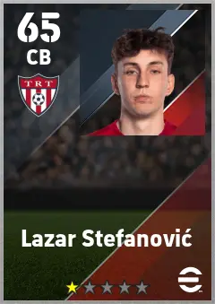 Lazar Stefanovic eFootball 2026 player card — 65 OVR CB