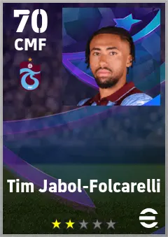 Tim Jabol-Folcarelli eFootball 2026 player card — 70 OVR CMF
