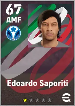 Edoardo Saporiti eFootball 2026 player card — 67 OVR AMF