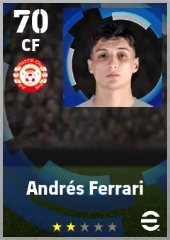 Andres Ferrari eFootball 2026 player card — 70 OVR CF