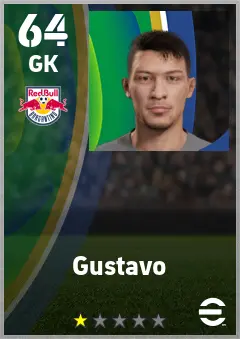 Gustavo eFootball 2026 player card — 64 OVR GK