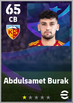 Abdulsamet Burak eFootball 2026 player card — 65 OVR CB