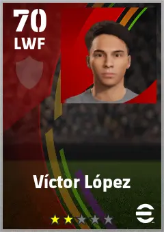 Victor Lopez eFootball 2026 player card — 70 OVR LWF
