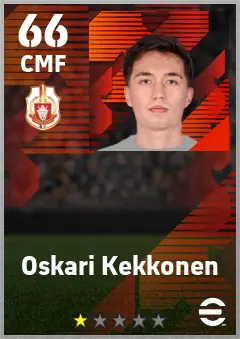 Oskari Kekkonen eFootball 2026 player card — 66 OVR CMF