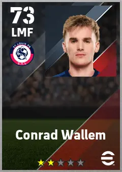 Conrad Wallem eFootball 2026 player card — 73 OVR LMF