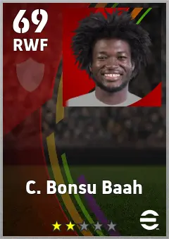 C. Bonsu Baah eFootball 2026 player card — 69 OVR RWF