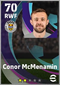 Conor McMenamin eFootball 2026 player card — 70 OVR RWF