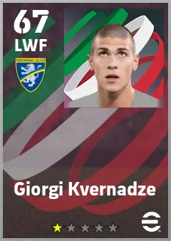 Giorgi Kvernadze eFootball 2026 player card — 67 OVR LWF
