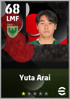 Yuta Arai eFootball 2026 player card — 68 OVR LMF