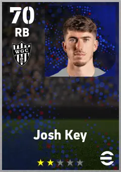 Josh Key eFootball 2026 player card — 70 OVR RB