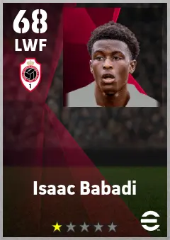 Isaac Babadi eFootball 2026 player card — 68 OVR LWF