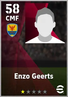 Enzo Geerts eFootball 2026 player card, 58 OVR CMF