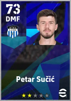 Petar Sucic eFootball 2026 player card — 73 OVR DMF
