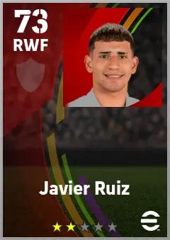 Javier Ruiz eFootball 2026 player card — 73 OVR RWF