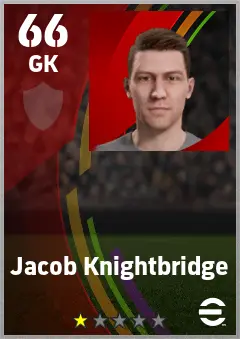 Jacob Knightbridge eFootball 2026 player card — 66 OVR GK
