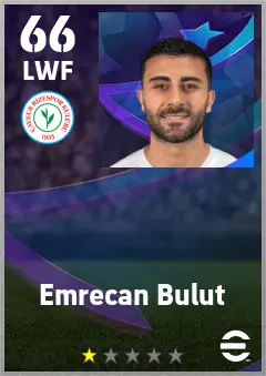 Emrecan Bulut eFootball 2026 player card — 66 OVR LWF