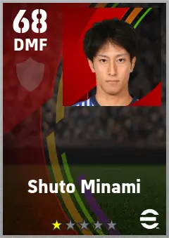 Shuto Minami eFootball 2026 player card — 68 OVR DMF