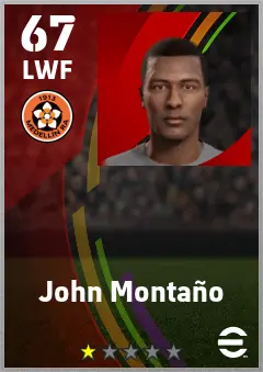 John Montano eFootball 2026 player card — 67 OVR LWF