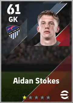 Aidan Stokes eFootball 2026 player card — 61 OVR GK