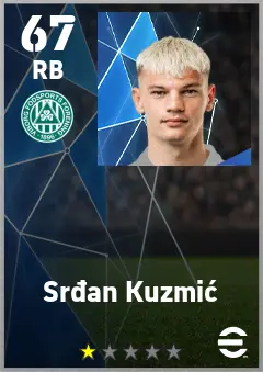 Srdan Kuzmic eFootball 2026 player card — 67 OVR RB