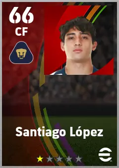 Santiago Lopez eFootball 2026 player card — 66 OVR CF