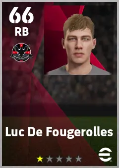 Luc De Fougerolles eFootball 2026 player card — 66 OVR RB