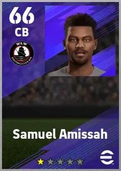 Samuel Amissah eFootball 2026 player card — 66 OVR CB