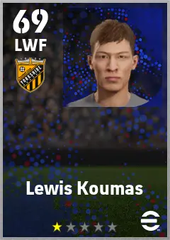 Lewis Koumas eFootball 2026 player card — 69 OVR LWF