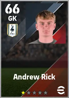 Andrew Rick eFootball 2026 player card — 66 OVR GK