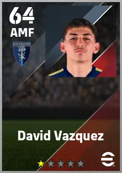 David Vazquez eFootball 2026 player card — 64 OVR AMF
