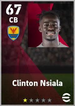 Clinton Nsiala eFootball 2026 player card — 67 OVR CB