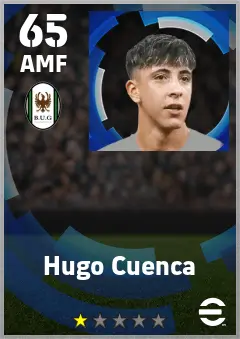 Hugo Cuenca eFootball 2026 player card — 65 OVR AMF