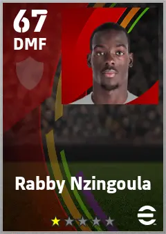 Rabby Nzingoula eFootball 2026 player card — 67 OVR DMF