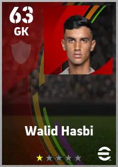 Walid Hasbi eFootball 2026 player card — 63 OVR GK