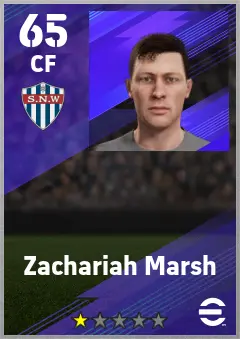 Zachariah Marsh eFootball 2026 player card — 65 OVR CF