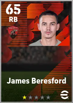 James Beresford eFootball 2026 player card — 65 OVR RB
