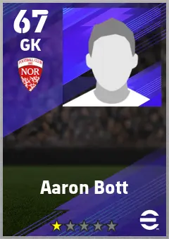 Aaron Bott eFootball 2026 player card — 67 OVR GK