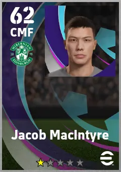 Jacob MacIntyre eFootball 2026 player card — 62 OVR CMF