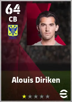 Alouis Diriken eFootball 2026 player card — 64 OVR CB