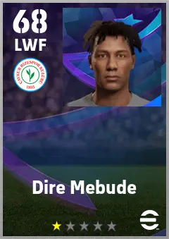 Dire Mebude eFootball 2026 player card — 68 OVR LWF
