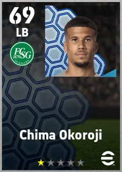 Chima Okoroji eFootball 2026 player card — 69 OVR LB