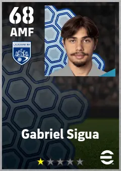 Gabriel Sigua eFootball 2026 player card — 68 OVR AMF