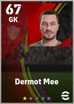 Dermot Mee eFootball 2026 player card — 67 OVR GK
